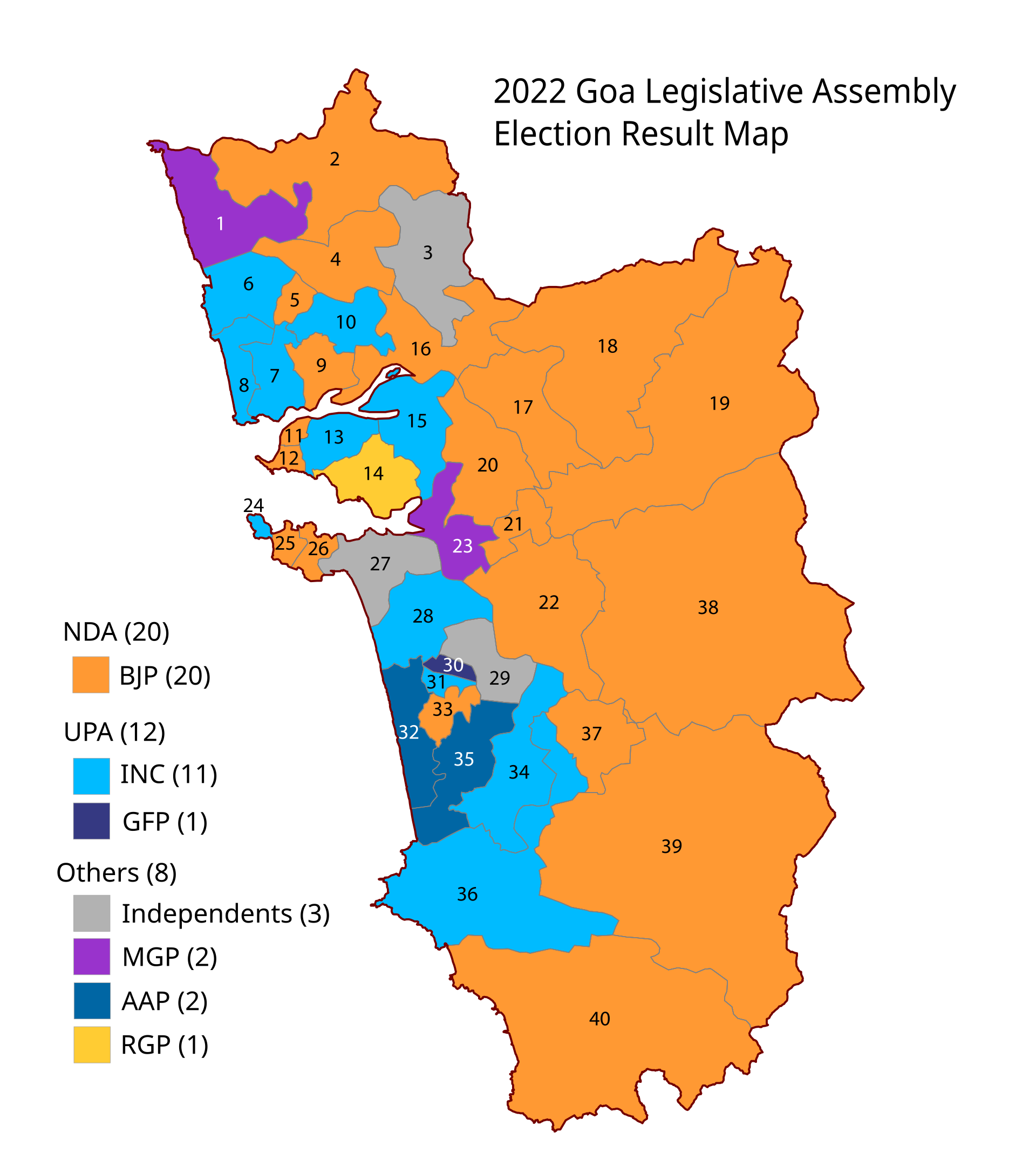 2022 Goa Assembly Election Result Map