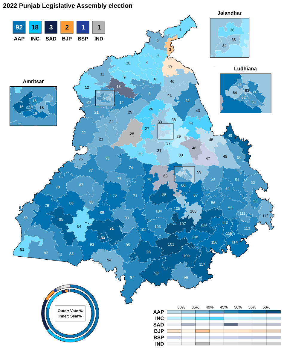 2022 Punjab Assembly Election Result Map