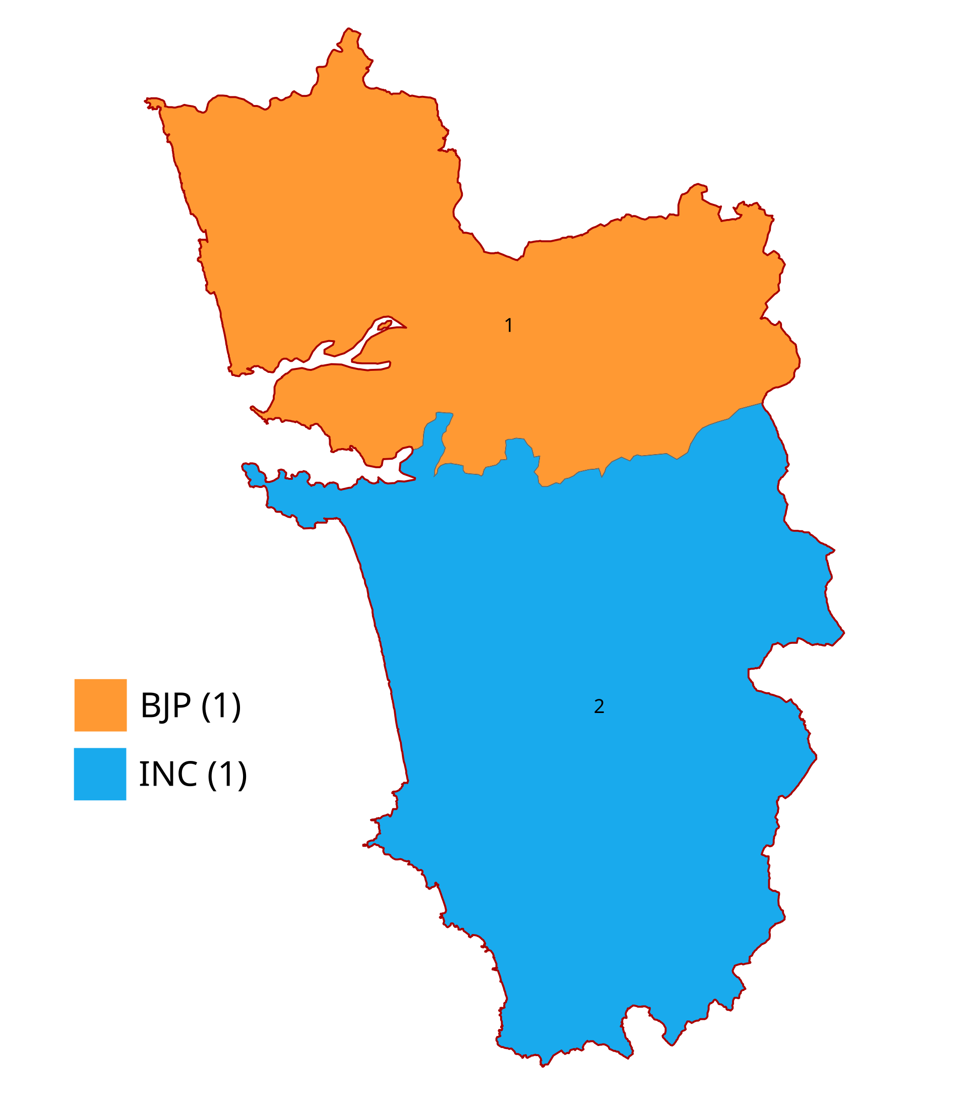 2024 Goa Lok Sabha election alliance wise results map